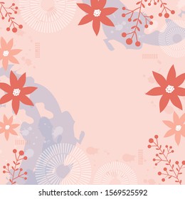 pink scarf pattern with leaf and flower design