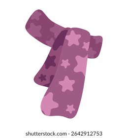Pink scarf with star pattern. Vector illustration