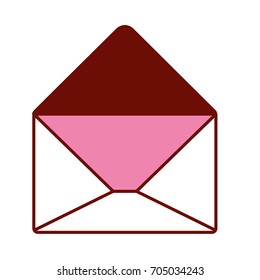 pink and scarlet red sections silhouette of opened envelope vector illustration