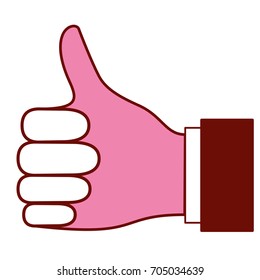 pink and scarlet red sections silhouette of right hand thumb up vector illustration
