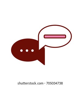 pink and scarlet red sections silhouette with set of circular speech with ellipsis symbol and bar vector illustration