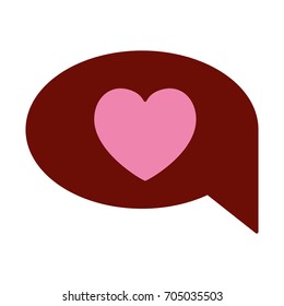 pink and scarlet red sections silhouette of speech bubble with heart vector illustration