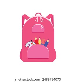 Pink school backpack on a white background,back to school,vector illustration.