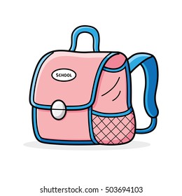 Pink school bag isolated.