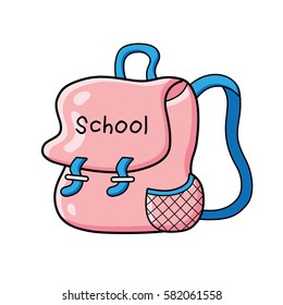 Pink school bag vector isolated.