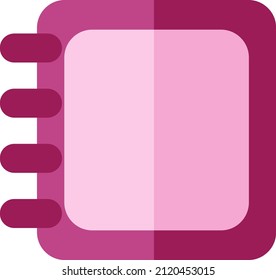 Pink school sketchbook, illustration, vector on a white background.