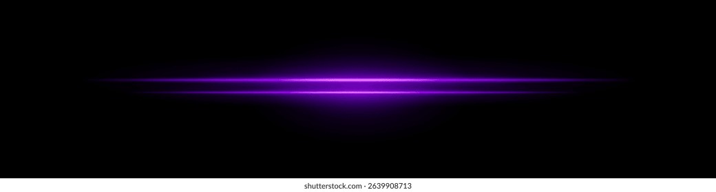 Pink sci-fi beam. Two horizontal glowing lines with central bright core and radial fade. Dark background gives tech feel. Suitable for energy, laser, futuristic design.