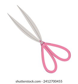 Pink scissors isolated on white background. Vector illustration. Flat style.