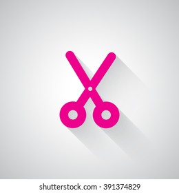 Pink Scissors web icon on light grey background
