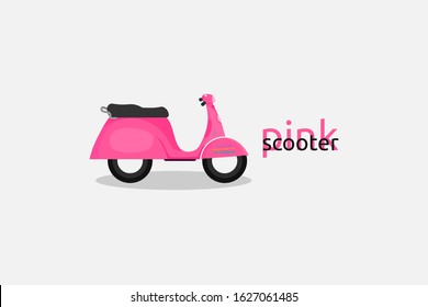 pink scooter. classic motorcycle vector. 