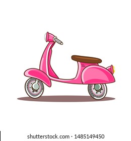 Pink Scooter on white background vector