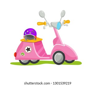 Pink scooter. Vector illustration