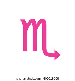Pink Scorpio zodiac sign. Astrology symbol vector illustration