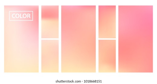 Pink screen gradient set with modern abstract backgrounds. Colorful fluid cover for poster, banner, flyer and presentation. Template with screen gradient set for screens and mobile app. Soft color.