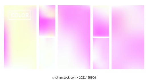 Pink screen gradient set with modern abstract backgrounds. Colorful fluid cover for poster, banner, flyer and presentation. Template with screen gradient set for screens and mobile app. Soft color.