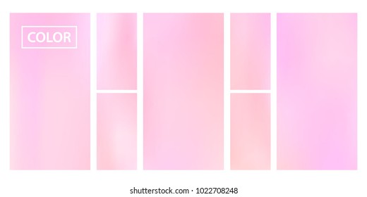 Pink screen gradient set with modern abstract backgrounds. Colorful fluid cover for poster, banner, flyer and presentation. Template with screen gradient set for screens and mobile app. Soft color.