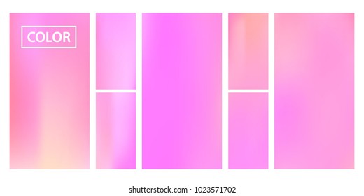 Pink screen gradient set with modern abstract backgrounds. Colorful fluid cover for poster, banner, flyer and presentation. Template with screen gradient set for screens and mobile app. Soft color.