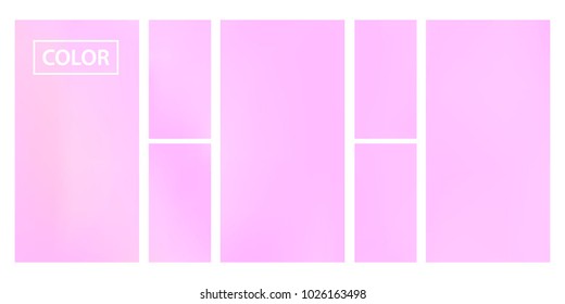 Pink screen gradient set with modern abstract backgrounds. Colorful fluid cover for poster, banner, flyer and presentation. Template with screen gradient set for screens and mobile app. Soft color.