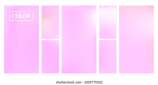 Pink screen gradient set with modern abstract backgrounds. Colorful fluid cover for poster, banner, flyer and presentation. Template with screen gradient set for screens and mobile app. Soft color.