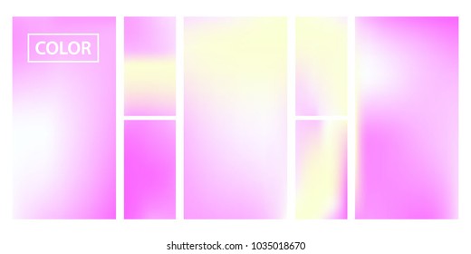 Pink screen gradient set with modern abstract backgrounds. Colorful fluid cover for poster, banner, flyer and presentation. Template with screen gradient set for screens and mobile app. Soft color.
