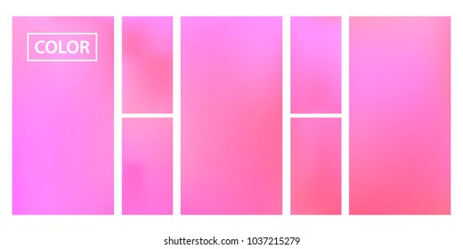 Pink screen gradient set with modern abstract backgrounds. Colorful fluid cover for poster, banner, flyer and presentation. Template with screen gradient set for screens and mobile app. Soft color.