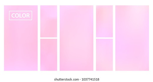 Pink screen gradient set with modern abstract backgrounds. Colorful fluid cover for poster, banner, flyer and presentation. Template with screen gradient set for screens and mobile app. Soft color.