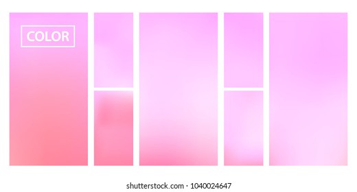 Pink screen gradient set with modern abstract backgrounds. Fluid cover for poster, banner, flyer and presentation. Template with screen gradient set for screens and mobile app. Soft color.