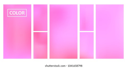 Pink screen gradient set with modern abstract backgrounds. Colorful fluid cover for poster, banner, flyer and presentation. Template with screen gradient set for screens and mobile app. Soft color.