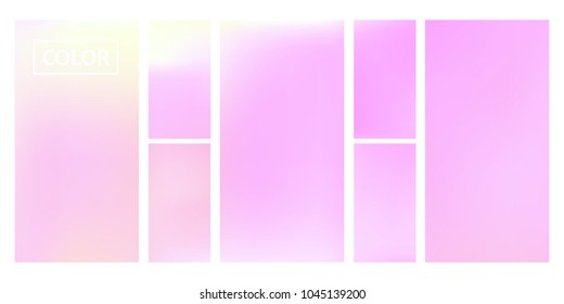Pink screen gradient set with modern abstract backgrounds. Colorful fluid cover for poster, banner, flyer and presentation. Template with screen gradient set for screens and mobile app. Soft color.