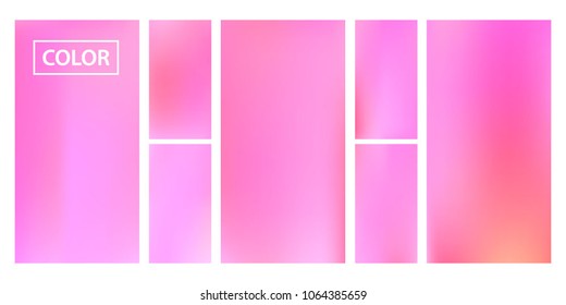 Pink screen gradient set with modern abstract backgrounds. Colorful fluid cover for poster, banner, flyer and presentation. Template with screen gradient set for screens and mobile app. Soft color.