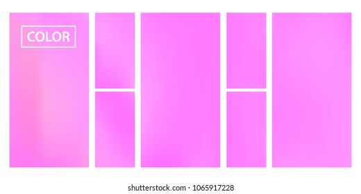 Pink screen gradient set with modern abstract backgrounds. Colorful fluid cover for poster, banner, flyer and presentation. Template with screen gradient set for screens and mobile app. Soft color.