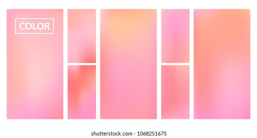 Pink screen gradient set with modern abstract backgrounds. Colorful fluid cover for poster, banner, flyer and presentation. Template with screen gradient set for screens and mobile app. Soft color.