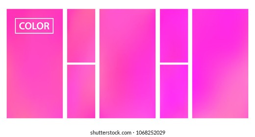 Pink, screen gradient set with modern abstract backgrounds. Colorful fluid cover for poster, banner, flyer and presentation. Template with screen gradient set for screens and mobile app. Girly color.