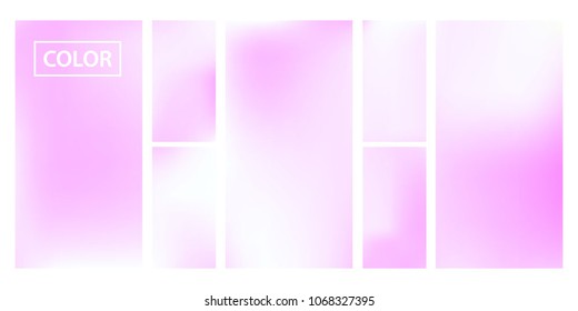 Pink screen gradient set with modern abstract backgrounds. Colorful fluid cover for poster, banner, flyer and presentation. Template with screen gradient set for screens and mobile app. Soft color.