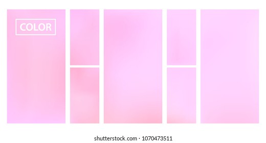 Pink screen gradient set with modern abstract backgrounds. Colorful fluid cover for poster, banner, flyer and presentation. Template with screen gradient set for screens and mobile app. Soft color.