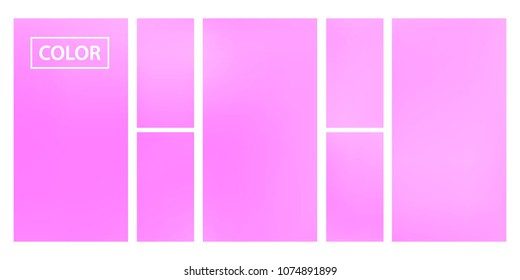 Pink screen gradient set with modern abstract backgrounds. Colorful fluid cover for poster, banner, flyer and presentation. Template with screen gradient set for screens and mobile app. Soft color.