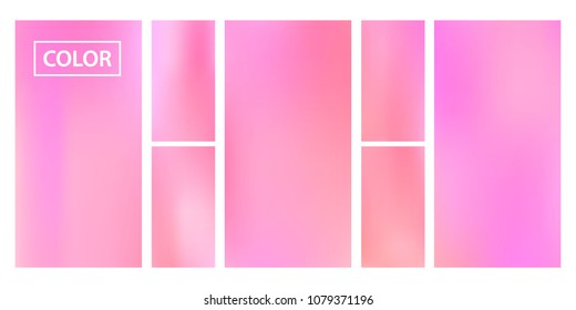 Pink screen gradient set with modern abstract backgrounds. Colorful fluid cover for poster, banner, flyer and presentation. Template with screen gradient set for screens and mobile app. Soft color.