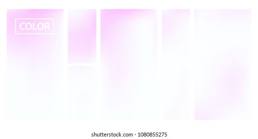 Pink screen gradient set with modern abstract backgrounds. Colorful fluid cover for poster, banner, flyer and presentation. Template with screen gradient set for screens and mobile app. Soft color.
