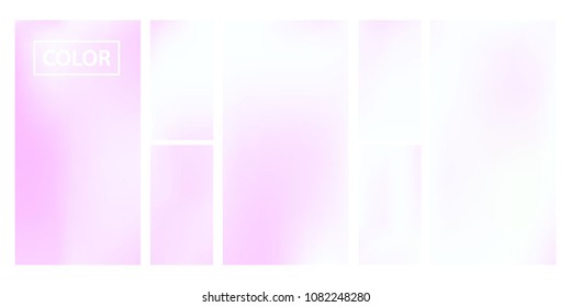 Pink screen gradient set with modern abstract backgrounds. Colorful fluid cover for poster, banner, flyer and presentation. Template with screen gradient set for screens and mobile app. Soft color.