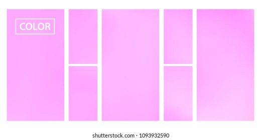 Pink screen gradient set with modern abstract backgrounds. Colorful fluid cover for poster, banner, flyer and presentation. Template with screen gradient set for screens and mobile app. Soft color.