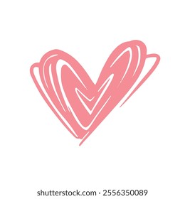 Pink scribbled heart design in a simple style