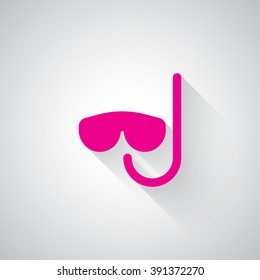 Pink Scuba Diving web icon on light grey background