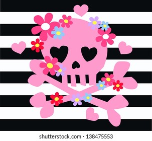 pink scull bones flowers