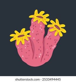 Pink sea coral in flat vector design.