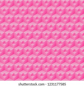 Pink seamless abstract geometric pattern, Half a block within a block wallpaper design, Vector illustration