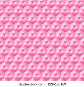 Pink seamless abstract geometric pattern, Half a block within a block wallpaper design, Vector illustration