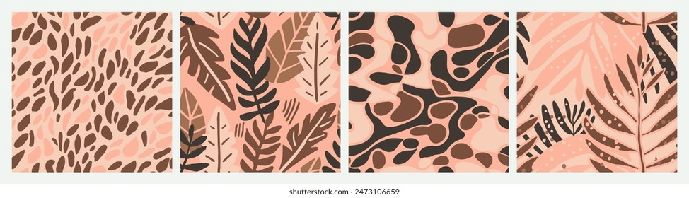 Arte de estilo de árbol Abstractas sin costuras rosa. Dibujo decorativo de garabato sin costuras oscuro, patrón sin costuras. Fondo textil de planta clásica repetitiva azul. 