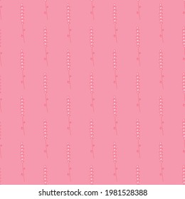 Patrón de hierbas aromáticas sin costura rosa con ramas de lavanda de doodle ornamento. Resumen de arte botánico. Perfecto para el diseño de tela, impresión textil, envoltura, cubierta. Ilustración vectorial.