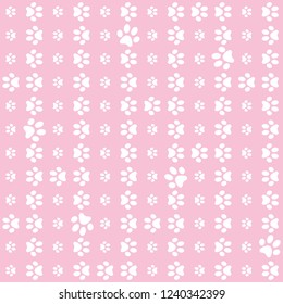 Pink Seamless Baby Pattern With White Paws