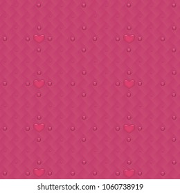 Pink seamless background with 3 d drops and hearts